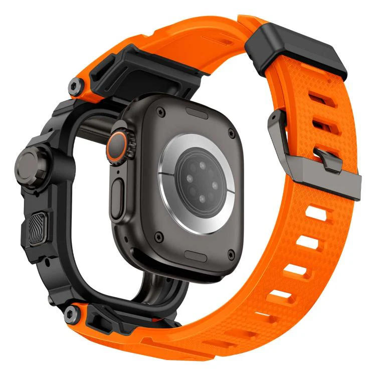 For Apple Watch Ultra3 / Ultra2 / Ultra 49mm Metal Connector Case Integrated TPU Watch Band(Orange) - Image 5