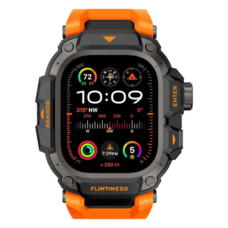 For Apple Watch Ultra3 / Ultra2 / Ultra 49mm Metal Connector Case Integrated TPU Watch Band(Orange) - Image 6