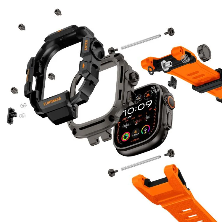 For Apple Watch Ultra3 / Ultra2 / Ultra 49mm Metal Connector Case Integrated TPU Watch Band(Orange) - Image 7
