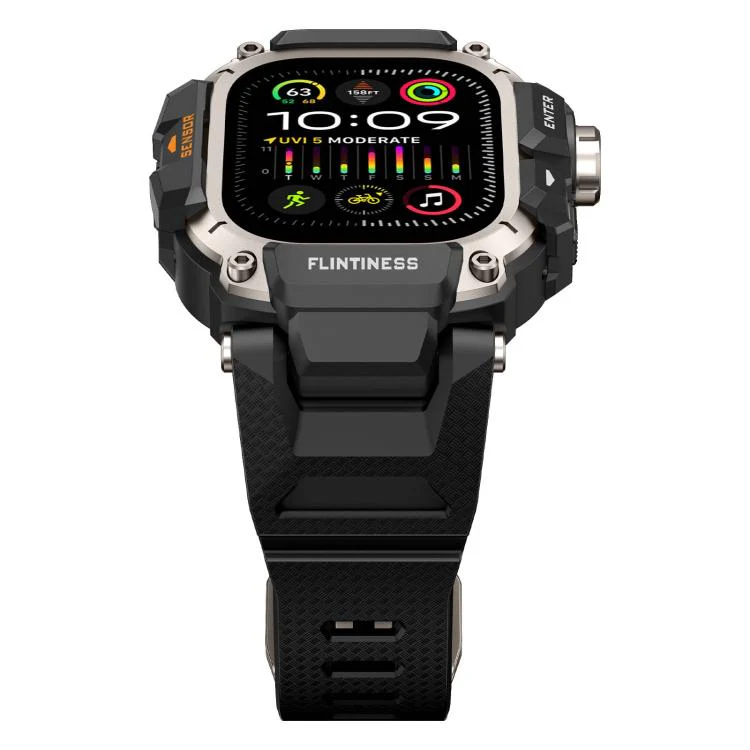 For Apple Watch Ultra3 / Ultra2 / Ultra 49mm Metal Connector Case Integrated TPU Watch Band(Titanium Black) - Image 3