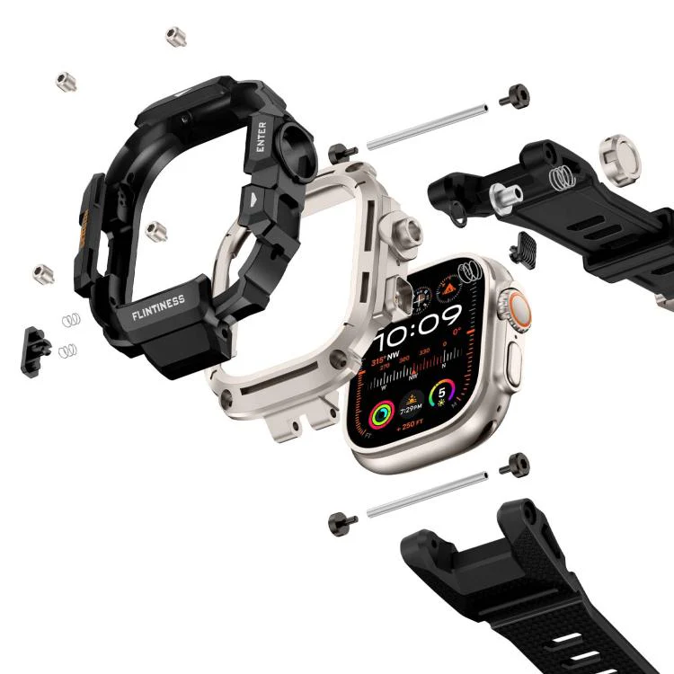 For Apple Watch Ultra3 / Ultra2 / Ultra 49mm Metal Connector Case Integrated TPU Watch Band(Titanium Black) - Image 7