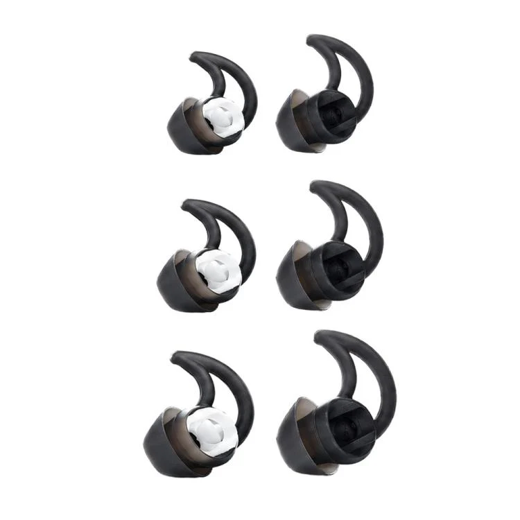 For BOSE QC30 / QC20 / QC20i XDcase 3 Pairs Replacement Silicone Ear Tips with Wing, S/M/L Size(Transparent Black)