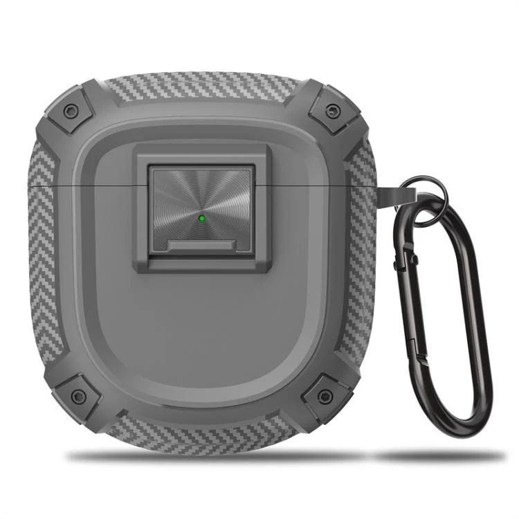 For Bose QuietComfort Earbuds II / Ultra Carbon Fibre Snap Lock TPU Earphone Cover with Metal Buckle(Grey)