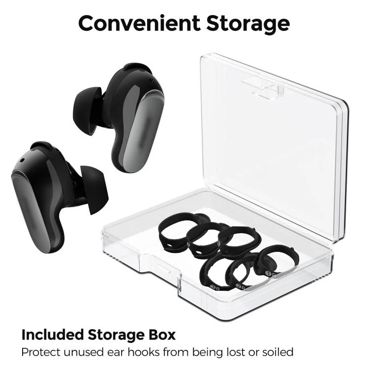 For Bose QuietComfort Ultra / Ultra 2 AhaStyle WG197 3pairs Silicone Ear Hooks Anti-Slip Ear Wings Loops(Black) - Image 2