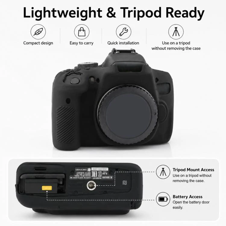 For Canon EOS 750D Soft Silicone Camera Protective Case(Black) - Image 6