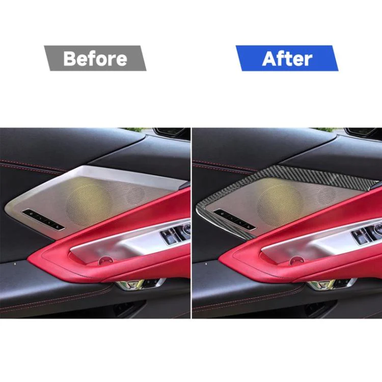 For Chevrolet Corvette C8 2pcs /Set Car Door Speaker Frame Sticker(Black) - Image 6