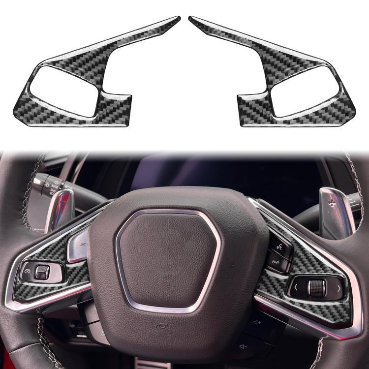 For Chevrolet Corvette C8 2pcs /Set Steering Wheel Button Frame Sticker(Black) - Image 2