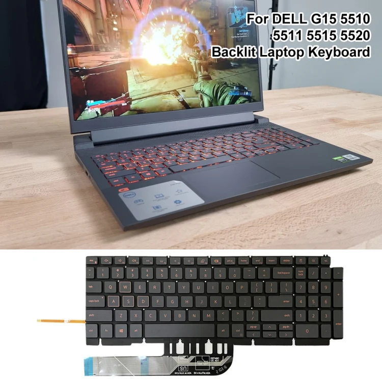 For Dell Inspiron G15 5510 5511 5515 5520 US Version Orange Backlight Laptop Keyboard - Image 7