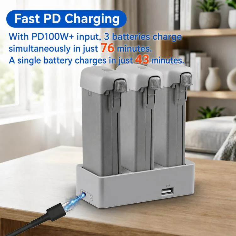 For DJI Avata 360 YX PD 100W Parallel Charger 3-Way Fast Charging Hub With Battery Storage Mode - Image 5