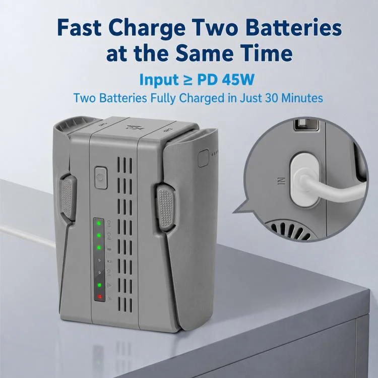 For DJI Neo 2 YX Dual Battery Charger 45W PD Fast Charging Hub with Storage Mode(Grey) - Image 3