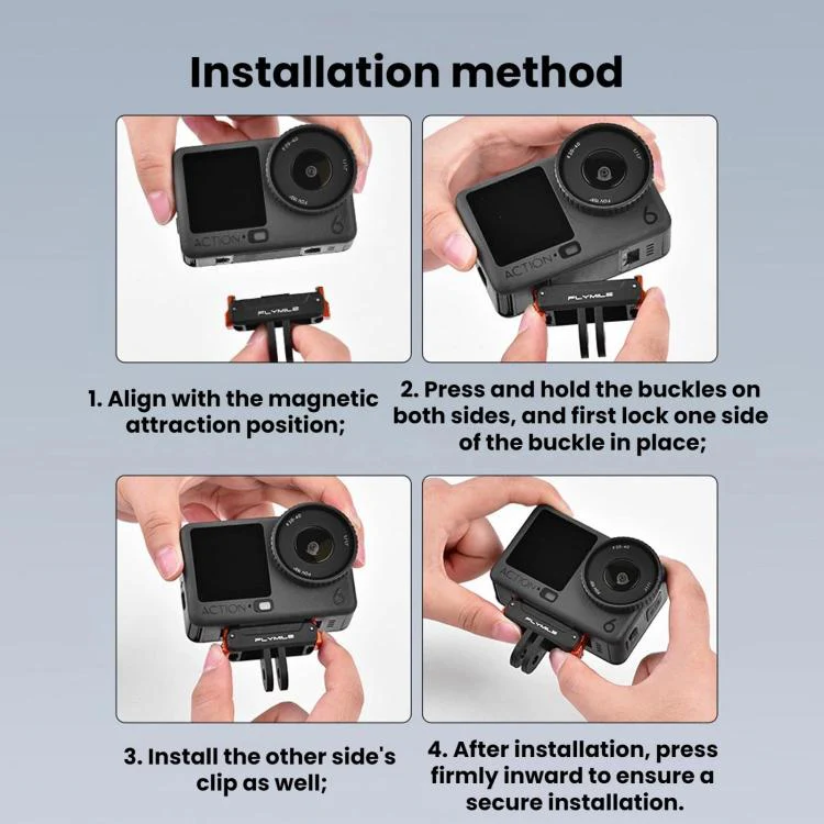 For DJI Osmo Action 6 / 5 Pro / 4 / 3 FLYMILE Magnetic Quick-Release Base(Black) - Image 9