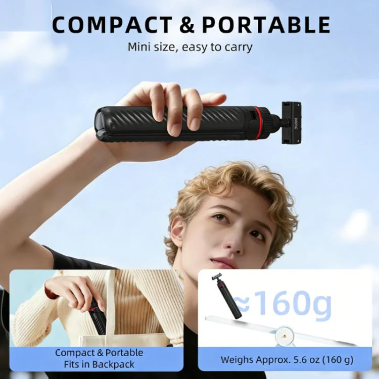 For DJI Osmo Action 6 / Nano BRDRC Extended Selfie Stick Quick-Release Tripod(Black) - Image 6