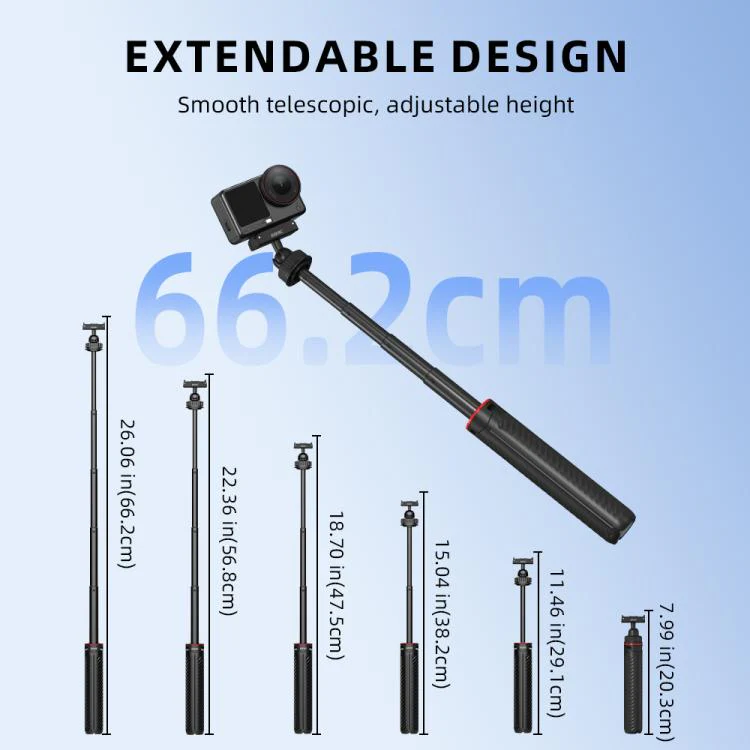 For DJI Osmo Action 6 / Nano BRDRC Extended Selfie Stick Quick-Release Tripod(Black) - Image 8