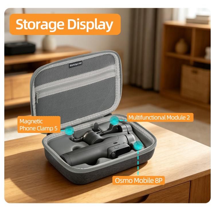 For DJI Osmo Mobile 8P Sunnylife Portable Carrying Case Mini Bag Handbag (Grey) - Image 5