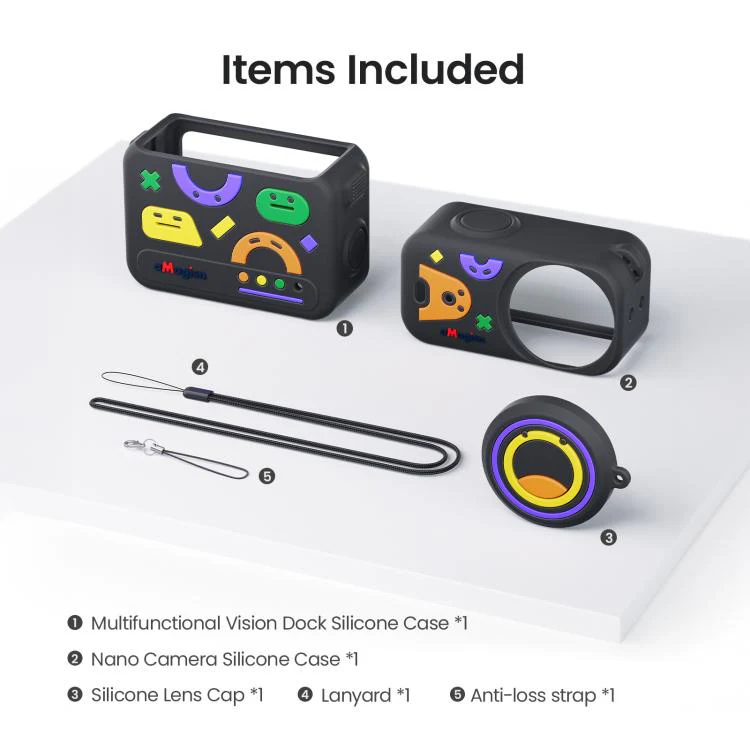 For DJI Osmo Nano aMagisn Fun Pattern Silicone Case 5-in-1 Full Body Protective Cover Skin with Lens Cap(Black) - Image 12