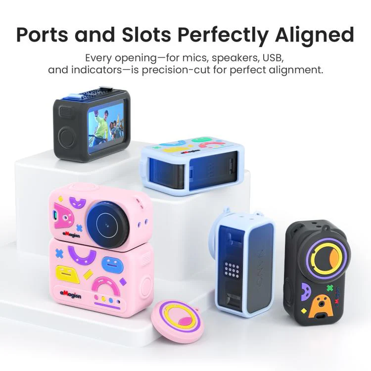 For DJI Osmo Nano aMagisn Fun Pattern Silicone Case 5-in-1 Full Body Protective Cover Skin with Lens Cap(Black) - Image 7
