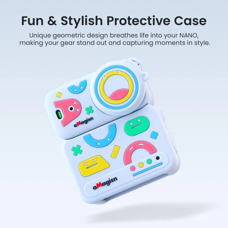 For DJI Osmo Nano aMagisn Fun Pattern Silicone Case 5-in-1 Full Body Protective Cover Skin with Lens Cap(Pink) - Image 3