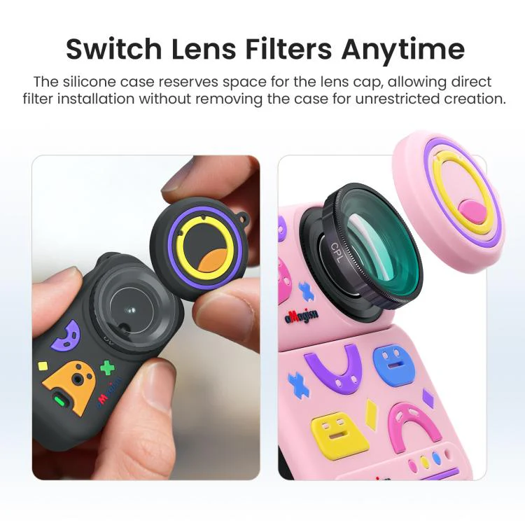 For DJI Osmo Nano aMagisn Fun Pattern Silicone Case 5-in-1 Full Body Protective Cover Skin with Lens Cap(Pink) - Image 6