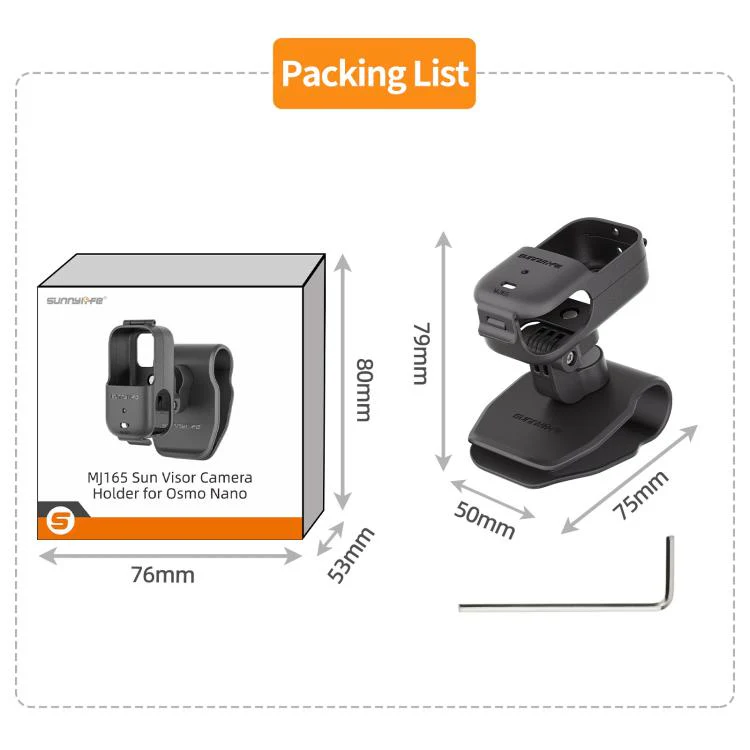 For DJI Osmo Nano Sunnylife Car Sun Visor Mount Action Camera Holder 360 Rotating 90 Tilt Sun Visor Holder (Black) - Image 15