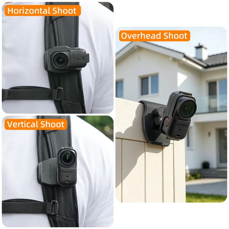 For DJI Osmo Nano Sunnylife Car Sun Visor Mount Action Camera Holder 360 Rotating 90 Tilt Sun Visor Holder (Black) - Image 4