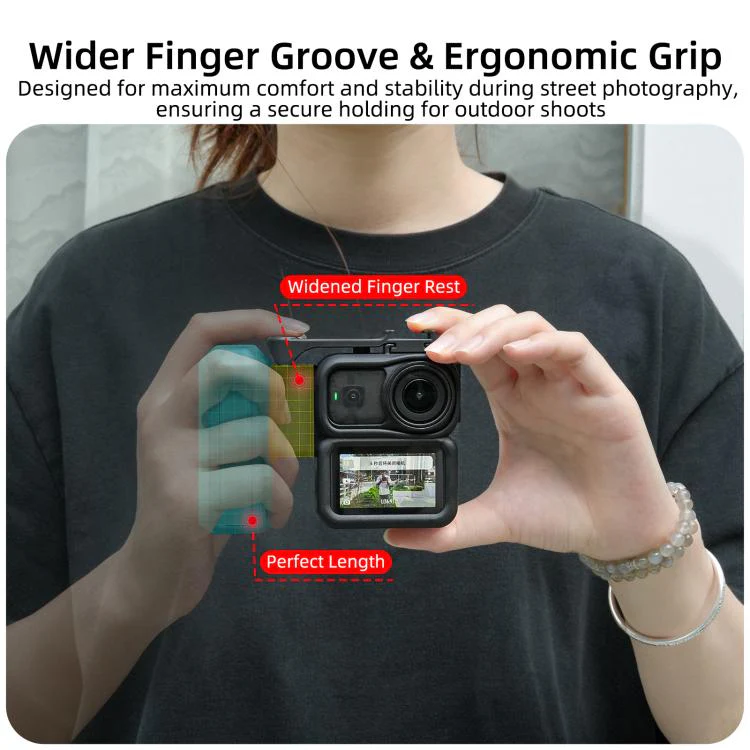 For DJI Osmo Nano Sunnylife Integrated Street Photography Handle Ergonomic Hand Grip Quick Release Shutter Handle (Black) - Image 10