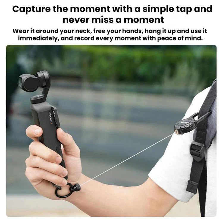 For DJI Osmo Packet 4 / 3 BRDRC Magnetic Telescopic Backpack Hook Anti-Loss Rope(Black) - Image 4
