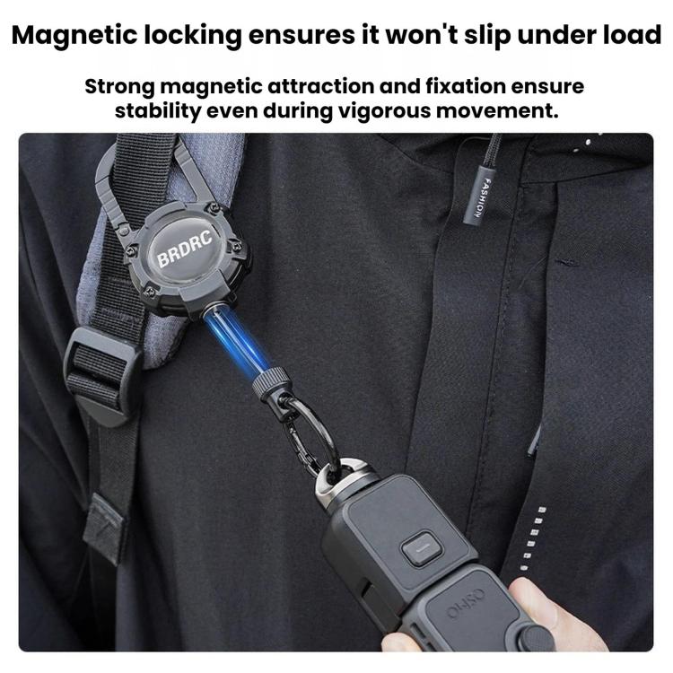 For DJI Osmo Packet 4 / 3 BRDRC Magnetic Telescopic Backpack Hook Anti-Loss Rope(Black) - Image 6