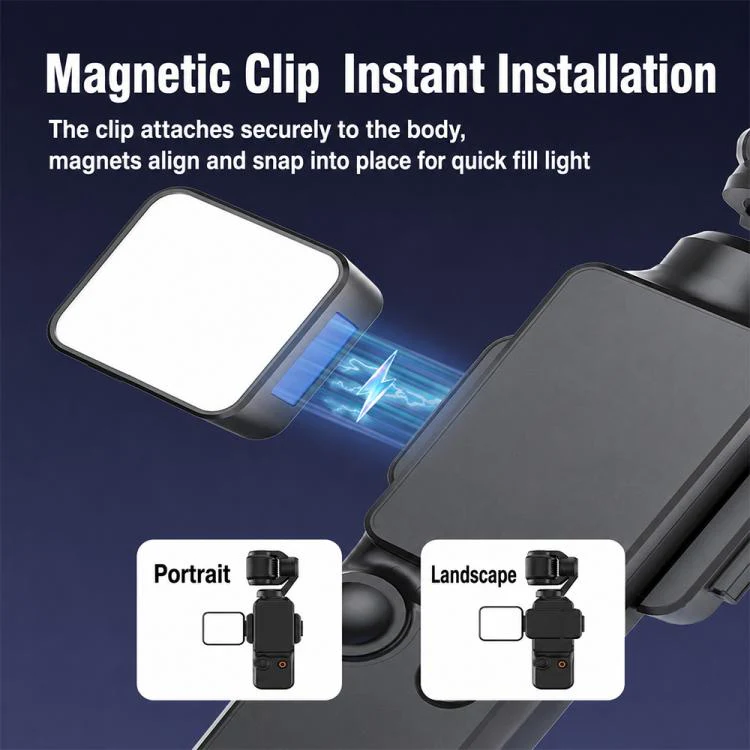 For DJI Osmo Pocket 3 Desiontal Portable Magnetic Fill Light, PM01 Single Light (Black) - Image 5