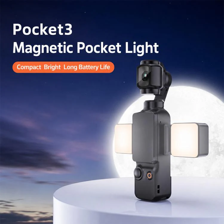 For DJI Osmo Pocket 3 Desiontal Portable Magnetic Fill Light, PM02 Dual Light (Black) - Image 2