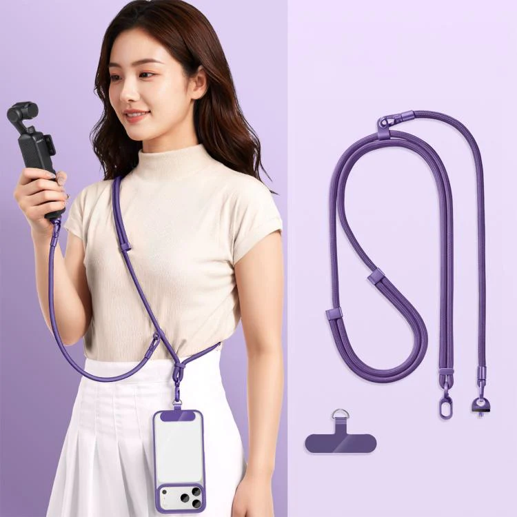 For DJI Osmo Pocket 4 / 3 Adjustable Long And Short Anti-Loss 3-in-1 Crossbody Camera Strap(Dark Purple)