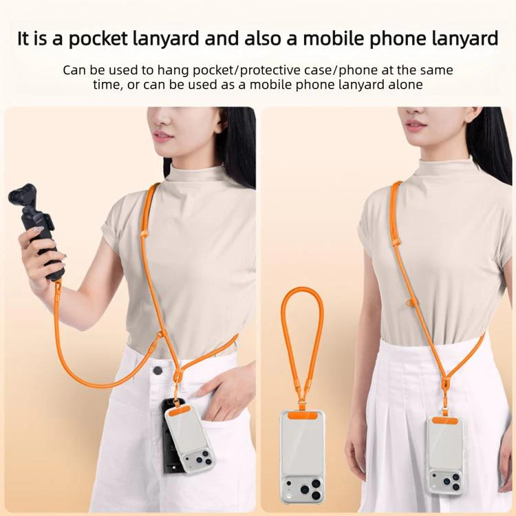 For DJI Osmo Pocket 4 / 3 Adjustable Long And Short Anti-Loss 3-in-1 Crossbody Camera Strap(Light Camel) - Image 6