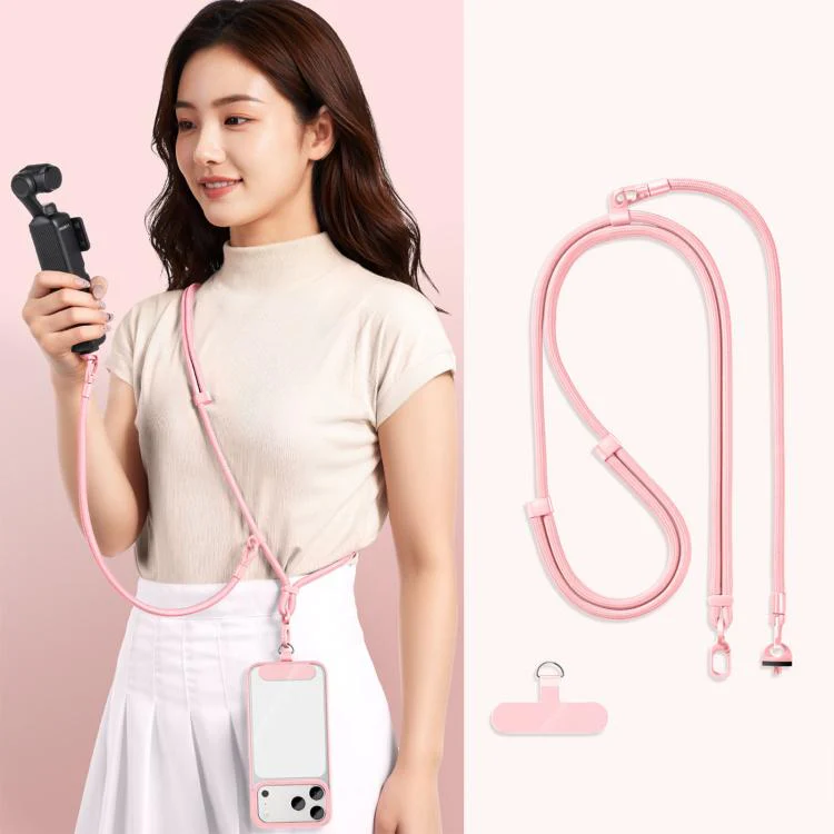 For DJI Osmo Pocket 4 / 3 Adjustable Long And Short Anti-Loss 3-in-1 Crossbody Camera Strap(Light Pink)