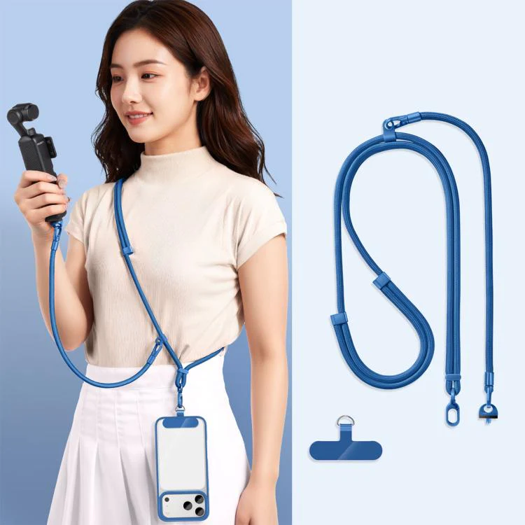 For DJI Osmo Pocket 4 / 3 Adjustable Long And Short Anti-Loss 3-in-1 Crossbody Camera Strap(Sapphire Blue)