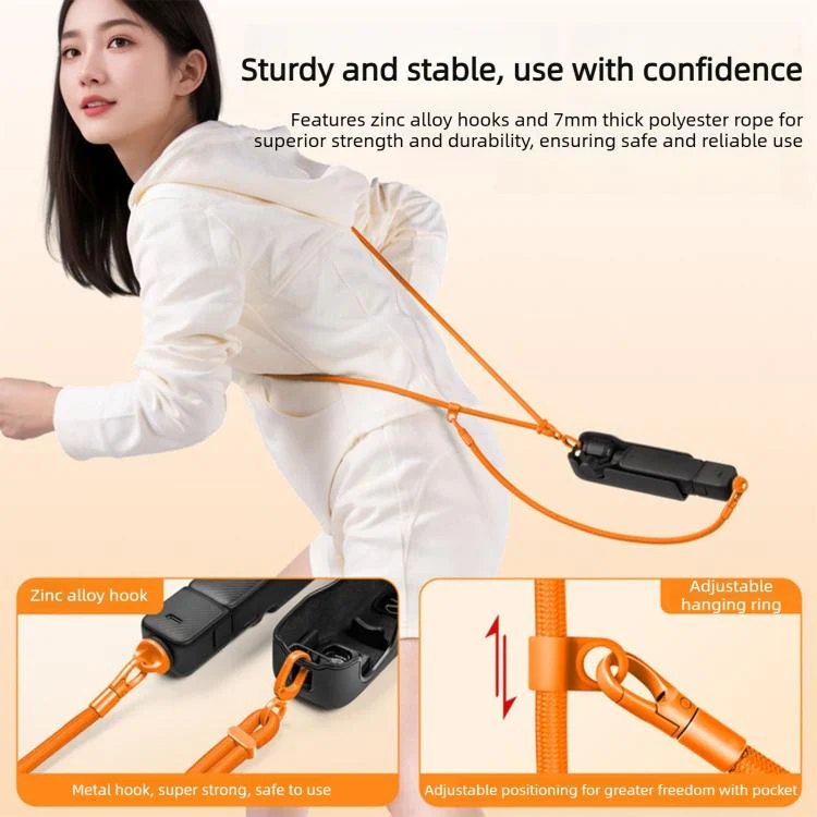 For DJI Osmo Pocket 4 / 3 Adjustable Long And Short Anti-Loss 3-in-1 Crossbody Camera Strap(Sapphire Blue) - Image 4