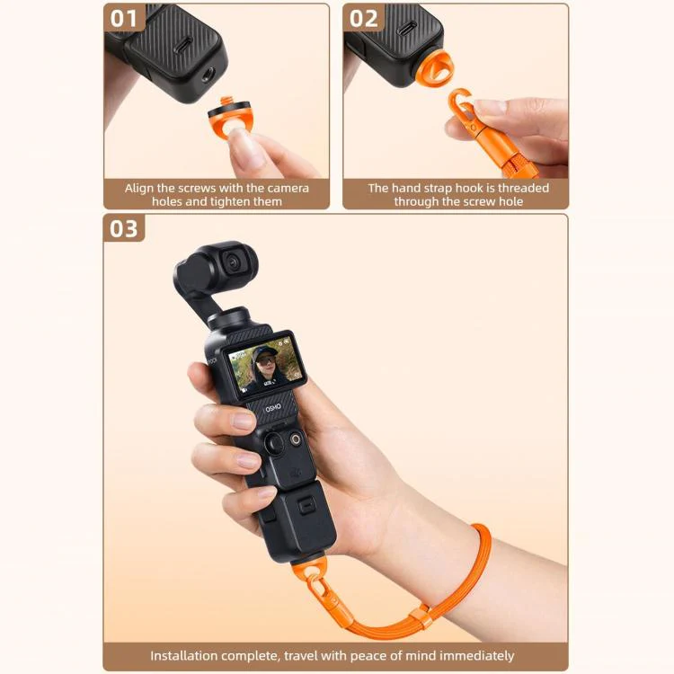 For DJI Osmo Pocket 4 / 3 Anti-Loss Self-Locking Adjustable Camera Wrist Lanyard(Light Pink) - Image 7