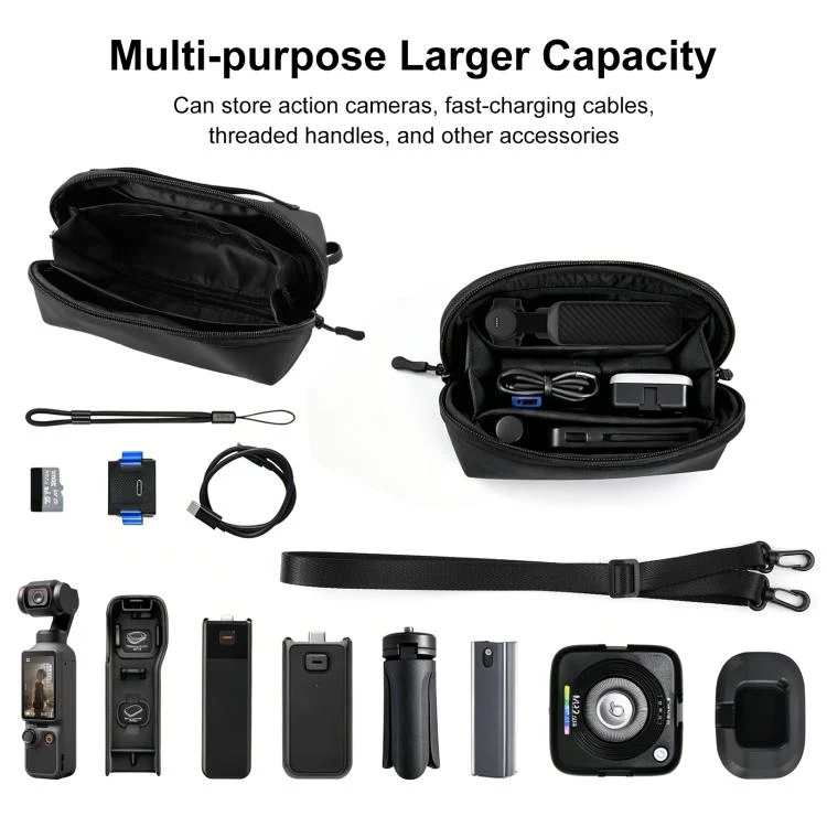 PULUZ Multifunctional Carrying Storage Handbag Data Camera Digital Bag with Shoulder Strap For DJI Osmo Pocket 4P / 4 / 3 / Insta360 Luna Ultra / Xtra Muse (Black) - Image 4