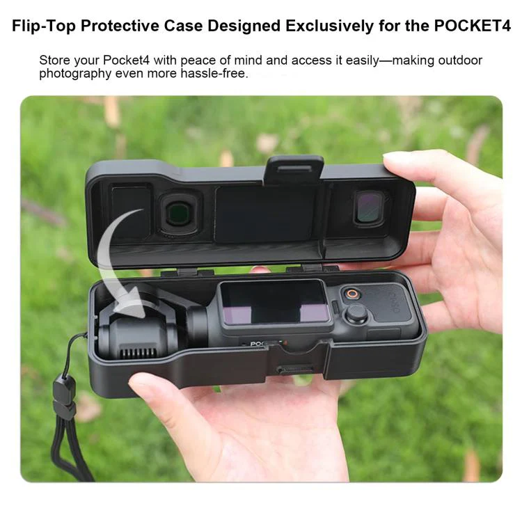 For DJI Osmo Pocket 4 / 3 Long Anti-fall Anti Scratch Shockproof Flip Cover(Black) - Image 6