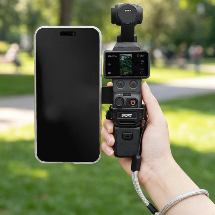 For DJI Osmo Pocket 4 / 4P / 3 BRDRC Teleprompter Magnetic Holder Cold Shoe Extender Phone Clip(Black) - Image 10