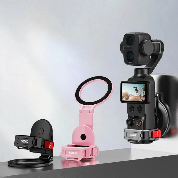 For DJI Osmo Pocket 4 / 4P / 3 BRDRC Teleprompter Magnetic Holder Cold Shoe Extender Phone Clip(Black) - Image 2