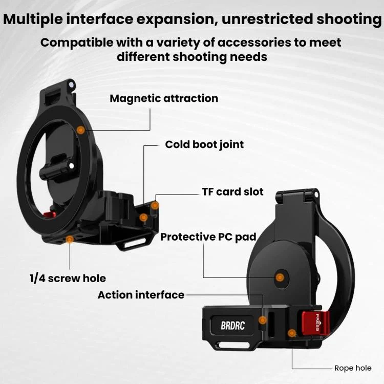 For DJI Osmo Pocket 4 / 4P / 3 BRDRC Teleprompter Magnetic Holder Cold Shoe Extender Phone Clip(Black) - Image 3