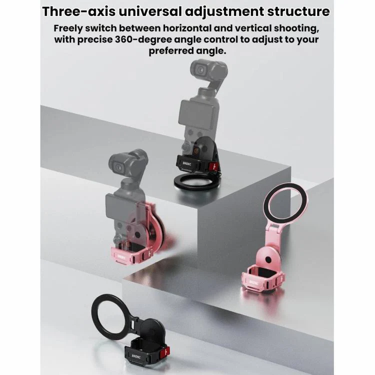 For DJI Osmo Pocket 4 / 4P / 3 BRDRC Teleprompter Magnetic Holder Cold Shoe Extender Phone Clip(Black) - Image 4