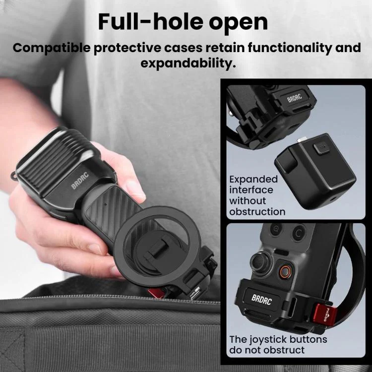 For DJI Osmo Pocket 4 / 4P / 3 BRDRC Teleprompter Magnetic Holder Cold Shoe Extender Phone Clip(Black) - Image 6