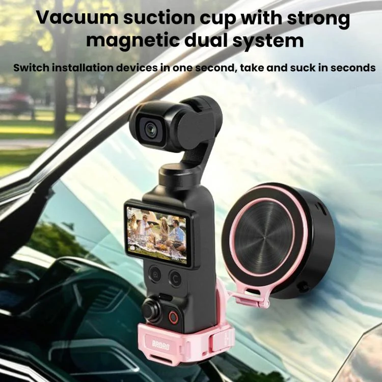For DJI Osmo Pocket 4 / 4P / 3 BRDRC Teleprompter Magnetic Holder Cold Shoe Extender Phone Clip(Black) - Image 9