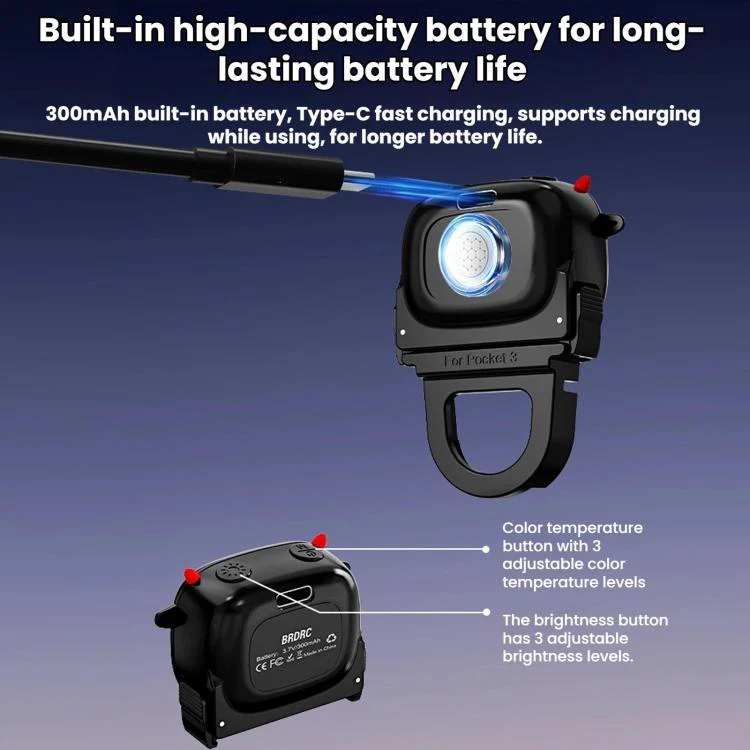 For DJI Osmo Pocket 4 / 4P BRDRC Handheld Monster Fill Light - Image 8