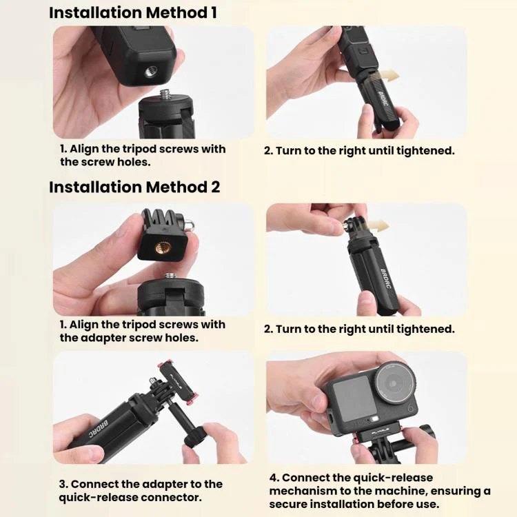 For DJI Osmo Pocket 4P / 4 / 3 BRDRC Tripod Desktop Mounting Base(Black) - Image 8