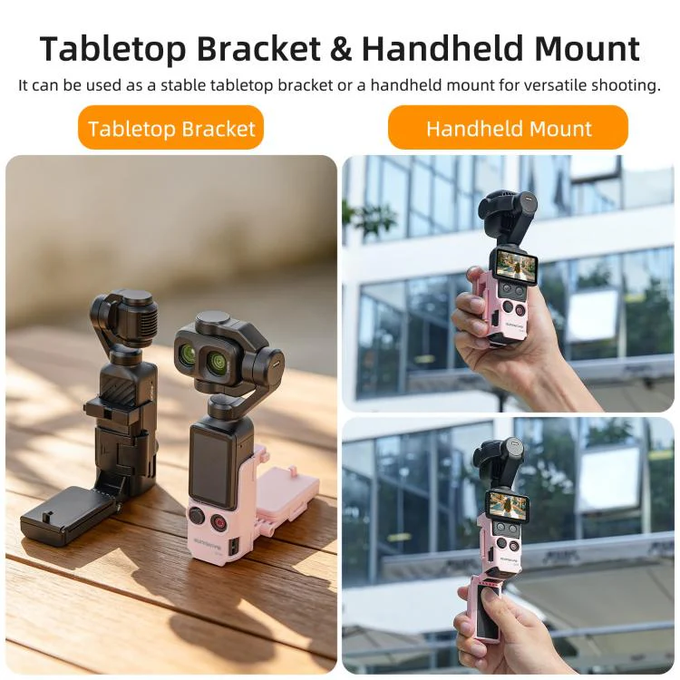 For DJI Osmo Pocket 4P / 4 Sunnylife Handheld Magnetic Mount with Filter Box Tabletop Base Bracket Angles Adjustable Holder (Black) - Image 10