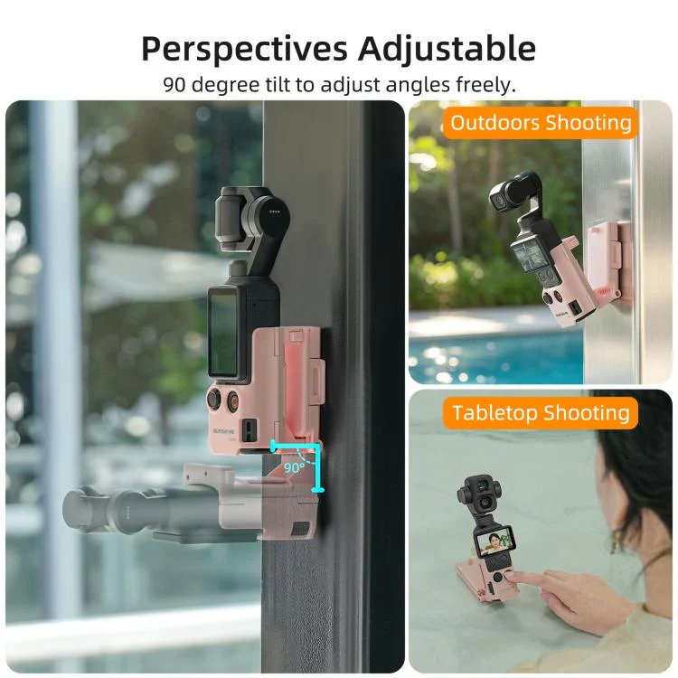 For DJI Osmo Pocket 4P / 4 Sunnylife Handheld Magnetic Mount with Filter Box Tabletop Base Bracket Angles Adjustable Holder (Black) - Image 11