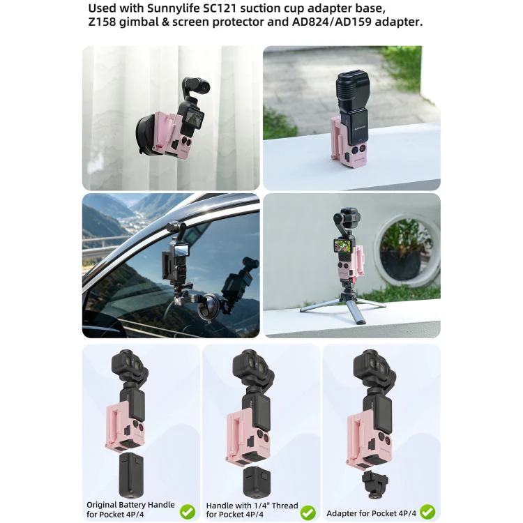 For DJI Osmo Pocket 4P / 4 Sunnylife Handheld Magnetic Mount with Filter Box Tabletop Base Bracket Angles Adjustable Holder (Black) - Image 6