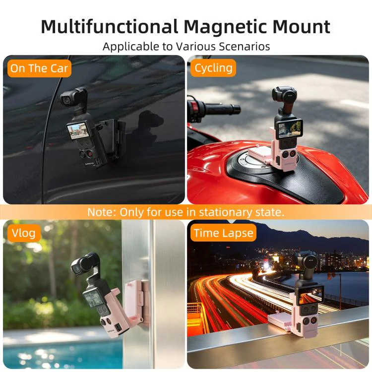 For DJI Osmo Pocket 4P / 4 Sunnylife Handheld Magnetic Mount with Filter Box Tabletop Base Bracket Angles Adjustable Holder (Black) - Image 8