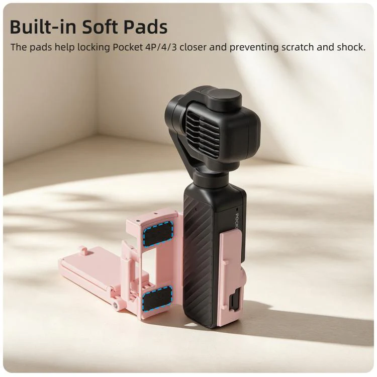 For DJI Osmo Pocket 4P / 4 Sunnylife Handheld Magnetic Mount with Filter Box Tabletop Base Bracket Angles Adjustable Holder (Pink) - Image 16